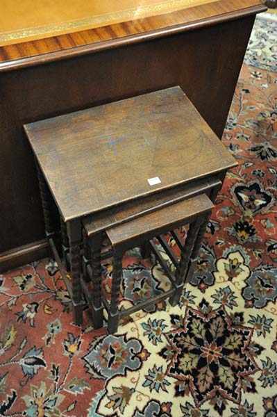 Appraisal: A NEST OF THREE JACOBEAN STYLE SIDE TABLES