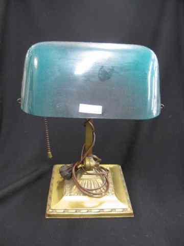 Appraisal: Emeralite Deco Desk Lamp green white cased shade signed base