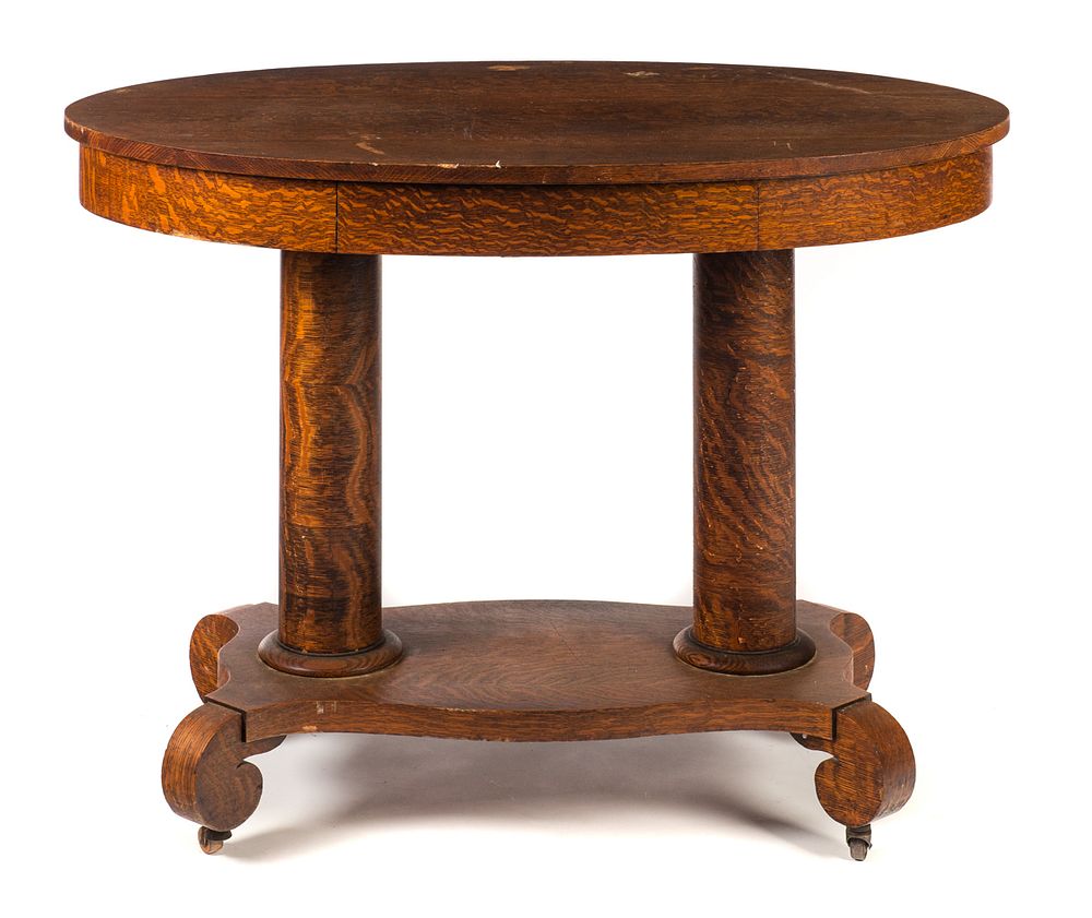 Appraisal: Quartersawn Oak Empire Library Table Quartersawn Oak Empire Library Table