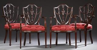 Appraisal: Set of Four English Carved Mahogany Hepplewhite St Set of