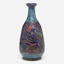 Appraisal: Jean Mayodon VASE France c glazed and gilt stoneware h