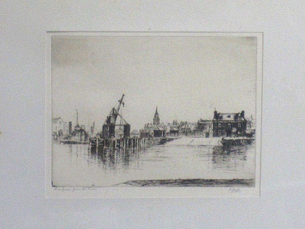 Appraisal: ARCHIBALD GRIGOR Etching 'Renfrew from the river' signed and entitled