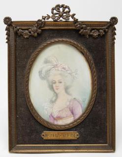 Appraisal: French Portrait Miniature Signed Paolo th C Antique French miniature