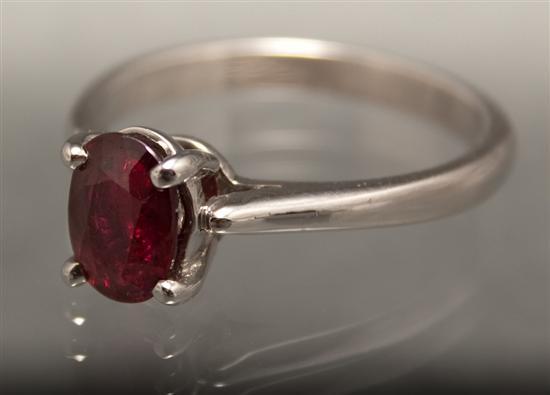 Appraisal: Lady's platinum and red gemstone ring size