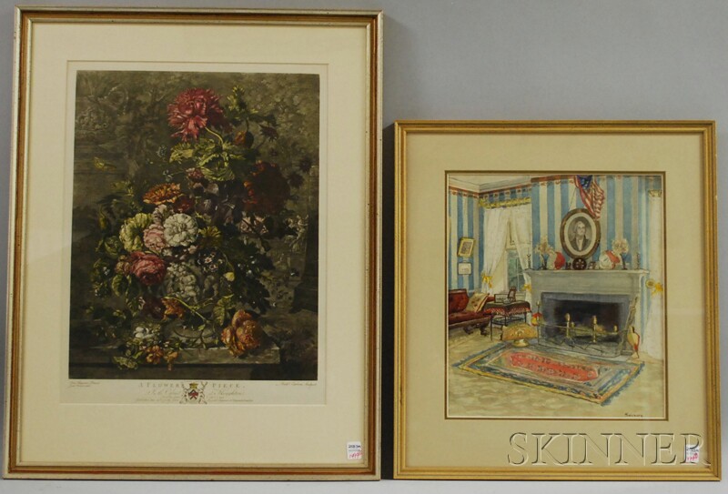 Appraisal: Two Framed Works a th century American school watercolor on