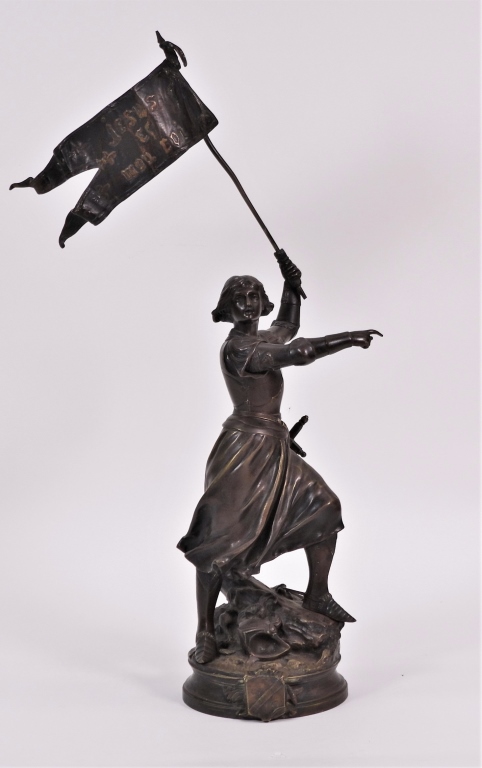 Appraisal: ADRIEN ETIENNE GAUDEZ JOAN OF ARC BRONZE SCULPTURE France -