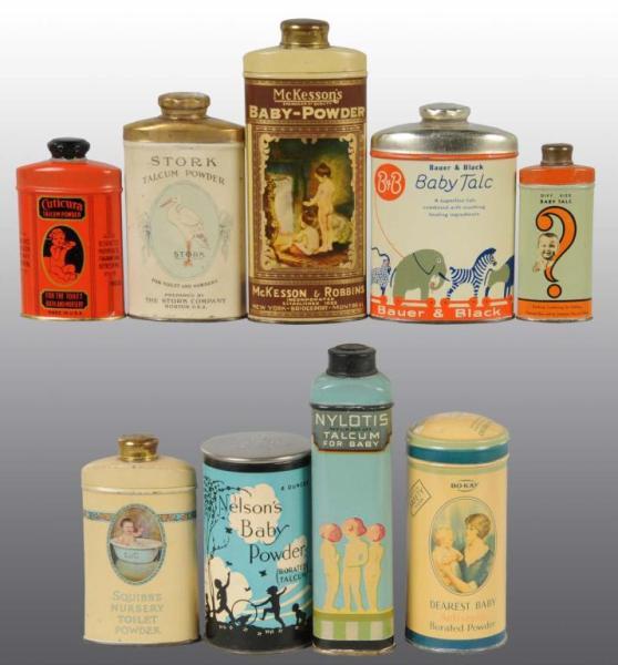 Appraisal: Lot of Baby-Related Talc Tins Description Nice grouping includes two