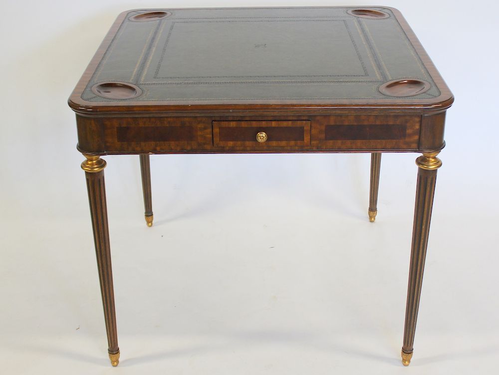 Appraisal: MAITLAND SMITH Signed Mahogany Leathertop Game Table From a Bronxville