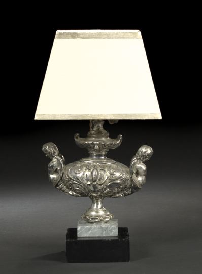 Appraisal: Italian Silverplated Nickel Two-Handled Vasiform Accent Lamp second quarter th