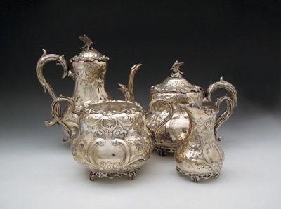 Appraisal: A four-piece Victorian electroplated tea and coffee set baluster form