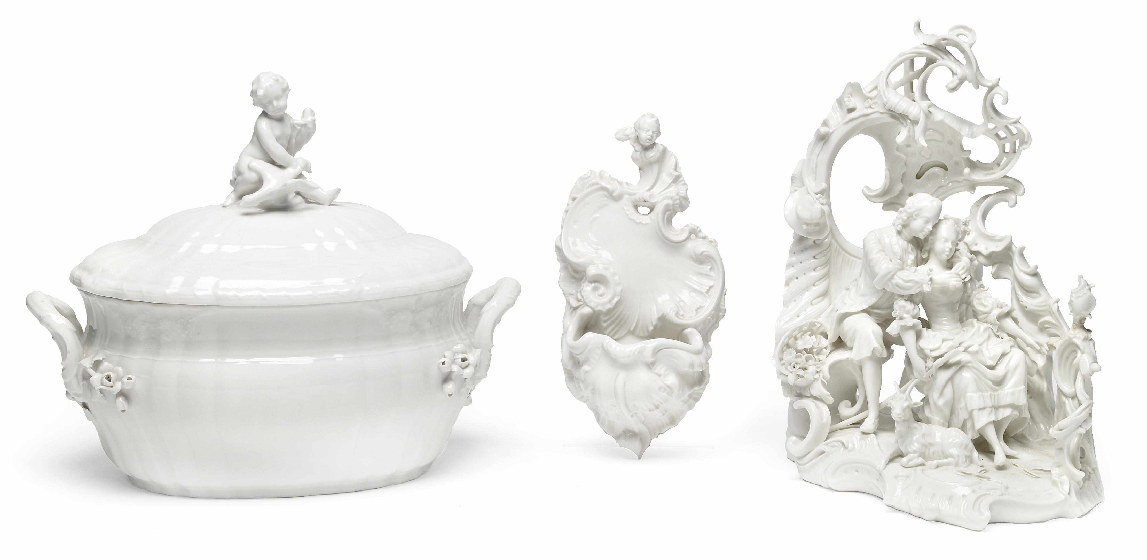 Appraisal: A group of German blanc de chine porcelain table decorations