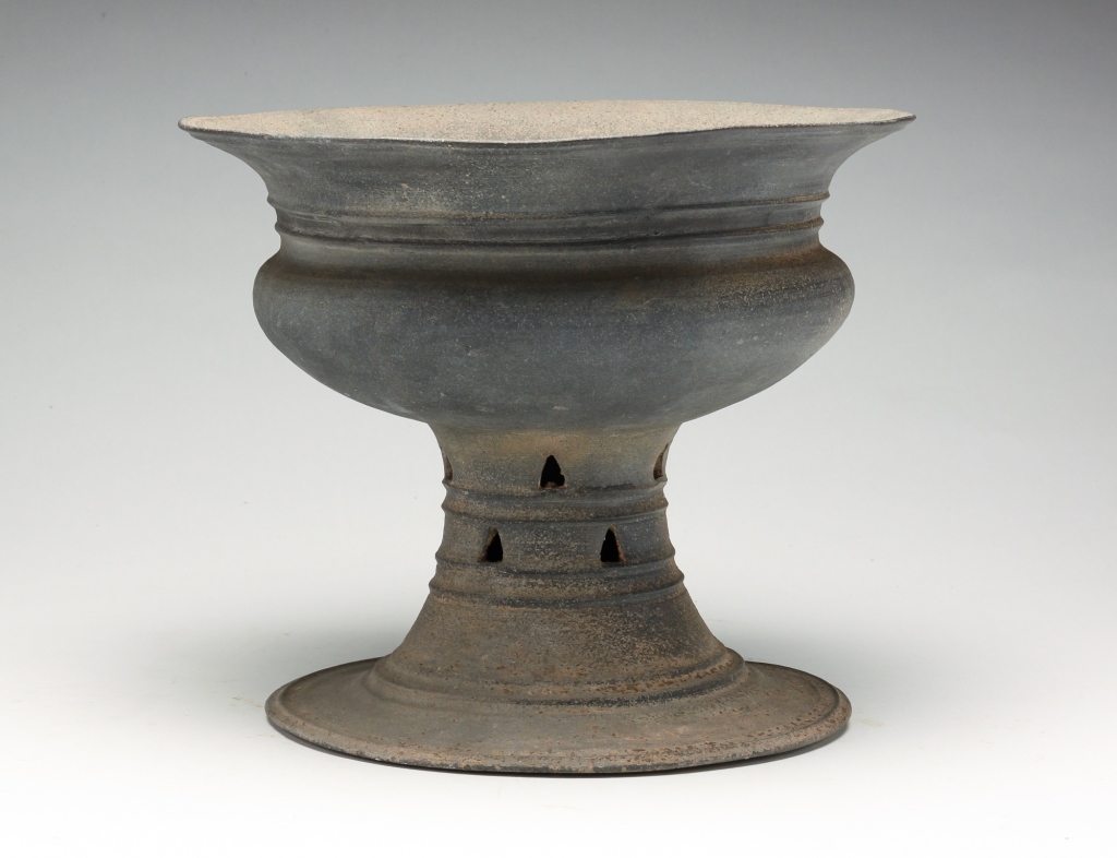 Appraisal: KOREAN SILLA PEDESTAL BOWL Most likely th- th century Pierced