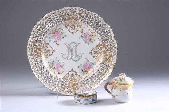 Appraisal: THREE PIECES CONTINENTAL PORCELAIN Including Limoges box with hand painted