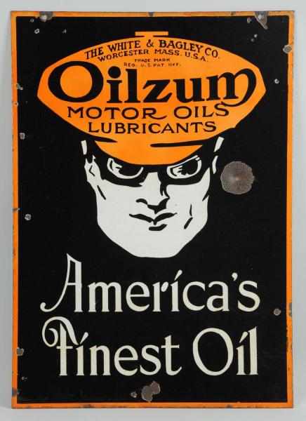 Appraisal: s- s Oilzum Porcelain Sign Surface scratches and chips at