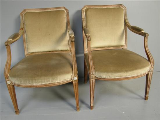 Appraisal: Pair of late th early th century French arm chairs