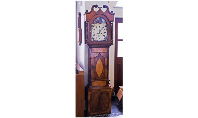 Appraisal: Victorian Longcase Clock The Painted Clock Face Showing A Classical