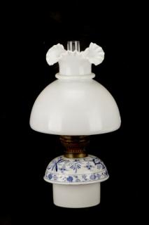 Appraisal: Blue Onion Porcelain Oil Lamp Meissen attr Attributed to Meissen