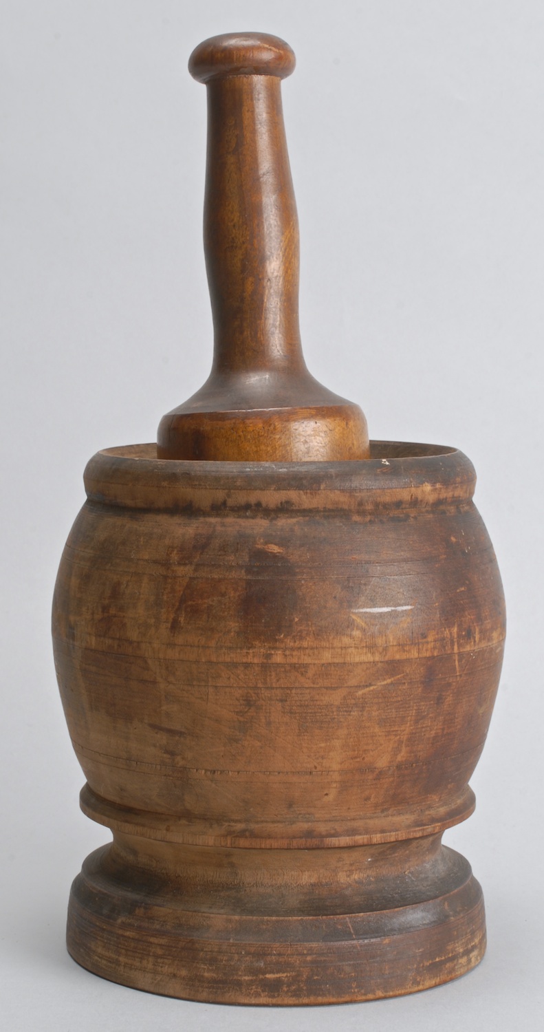 Appraisal: TH CENTURY TURNED WOOD MORTAR AND PESTLE