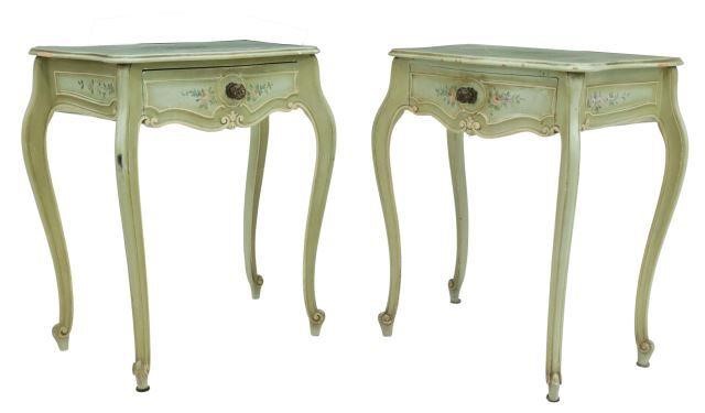 Appraisal: pair Louis XV style painted nightstands th c each having