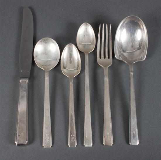 Appraisal: American sterling silver -piece partial flatware and serving set in