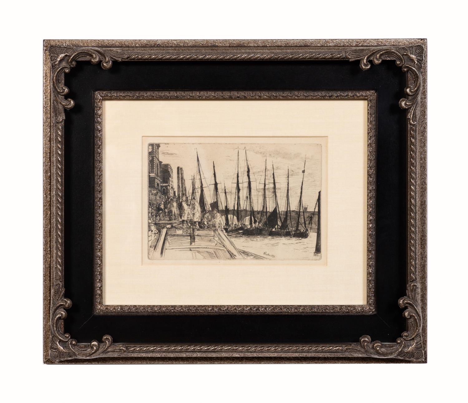 Appraisal: JAMES A M WHISTLER BILLINGSGATE ETCHING FRAMED James Abbott McNeill