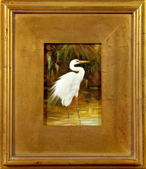 Appraisal: American School th st Century White Herons pair of oils