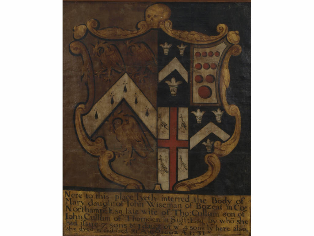 Appraisal: Late th c Memorial Hatchment Oil on Canvas hatchment painting