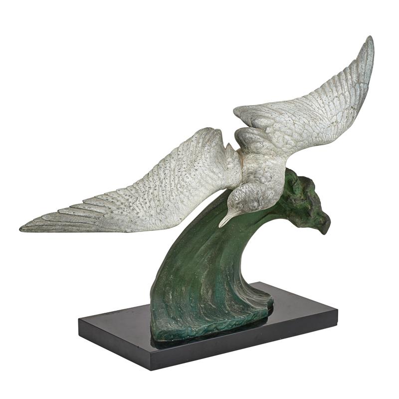 Appraisal: AFTER HENRY LECHESNE French th c Painted bronze sculpture Mouette