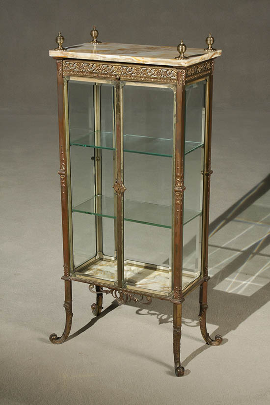 Appraisal: Louis XVI Style Ormolu and Onyx Top Vitrine Circa Enclosing