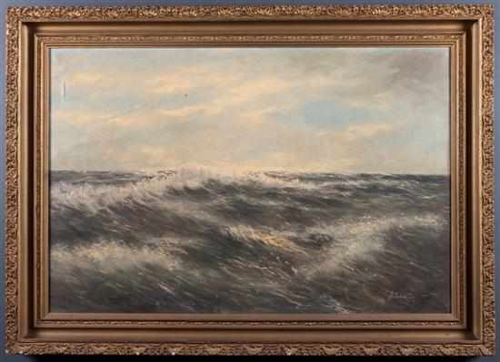 Appraisal: J Schoeffer th century Rolling Waves oil on canvas signed