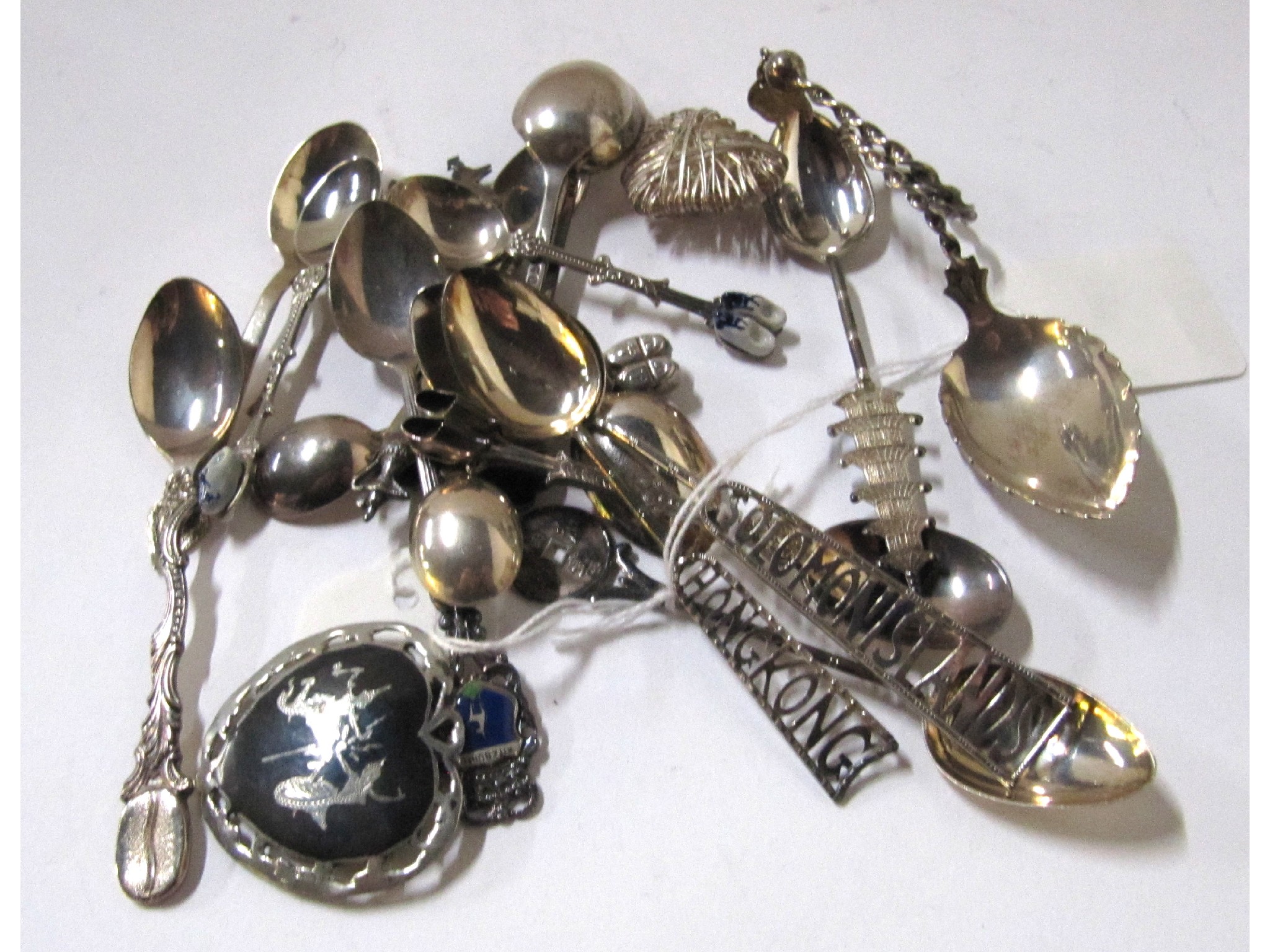 Appraisal: A box of various spoons including Hong Kong silver etc