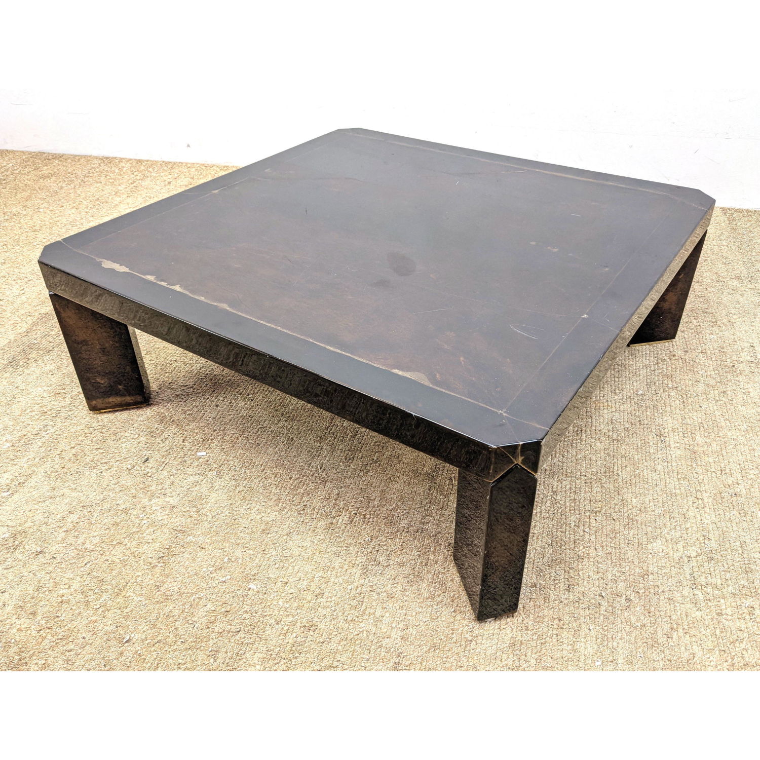 Appraisal: ALDO TURA Style Oversized Coffee Cocktail Table Lacquered Goat skin