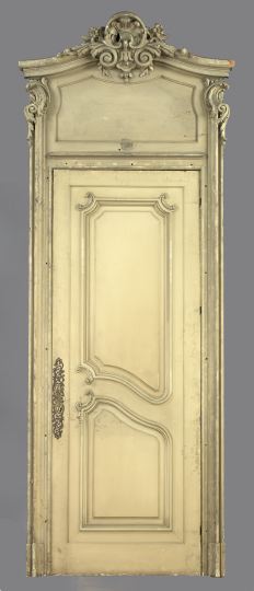 Appraisal: Monumental Pair of French Polychromed Paneled Doors and Doorway Surrounds