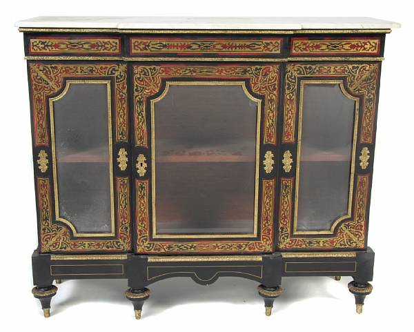 Appraisal: A Louis XVI style three door buffet with marble top