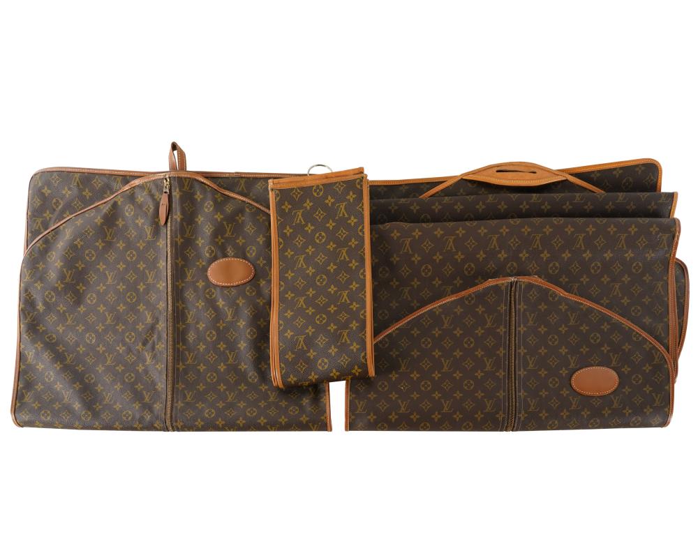 Appraisal: FOUR LOUIS VUITTON TRAVEL PIECEScomprising two suit bags one tie