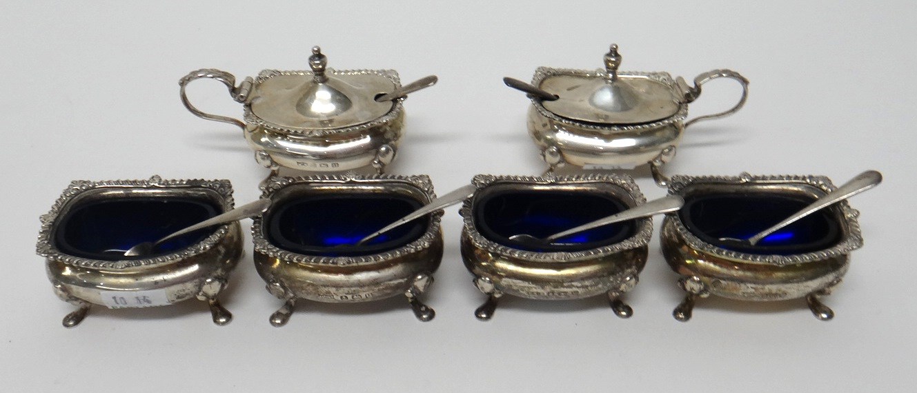 Appraisal: A set of four silver salts and a matching pair