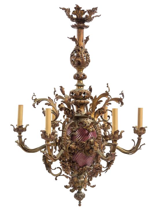 Appraisal: Sale Lot A Victorian Gilt Metal Six-Light Chandelier th th