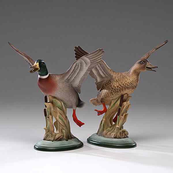 Appraisal: Boehm Mallards American A pair of painted porcelain Boehm Mallards