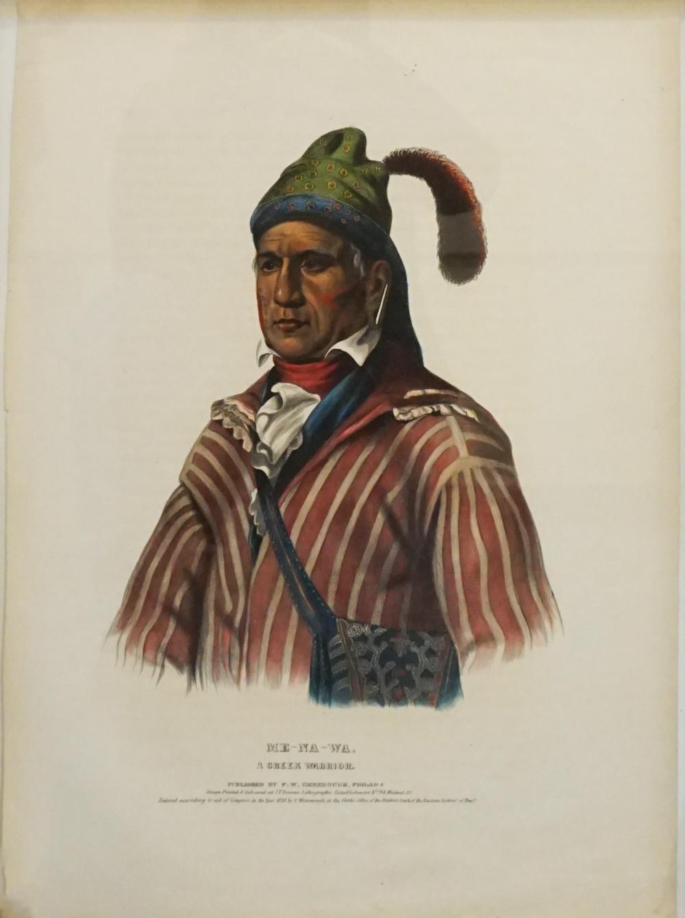 Appraisal: F W Publisher Greenough ME-NA-WA A Creek Warrior Color Lithograph