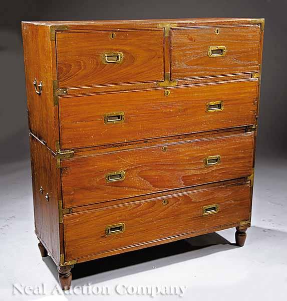 Appraisal: An Antique Anglo-Indian Camphorwood and Brass-Banded Campaign Chest th c