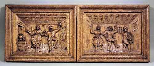 Appraisal: A pair of early th Century framed oak panels carved