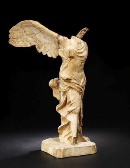 Appraisal: Large Antiqued Plaster Figure of the Nike de Samothrace first