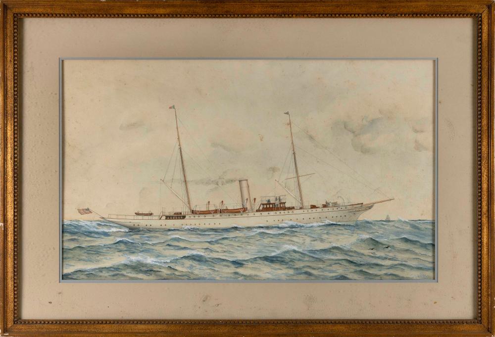 Appraisal: WATERCOLOR OF THE STEAM-SAIL YACHT AZTEC LATE TH EARLY TH