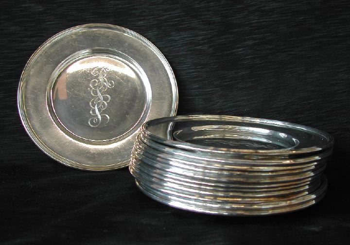 Appraisal: Set of Twelve Mauser Sterling Silver Bread-and-Butter Plates first quarter