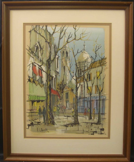 Appraisal: French School Mid- th Century Parisian Street Scene gouache on