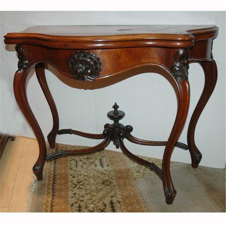 Appraisal: Victorian Walnut Fold-Over Card Table Estimate -