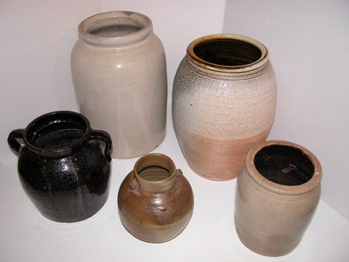 Appraisal: Assorted Glazed Ceramic Urns some saltglazed Artist th Century Ceramic