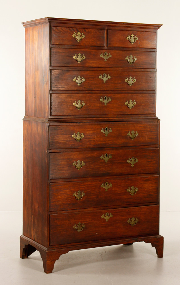 Appraisal: - th C Chippendale Mahogany Chest on Chest Chippendale chest