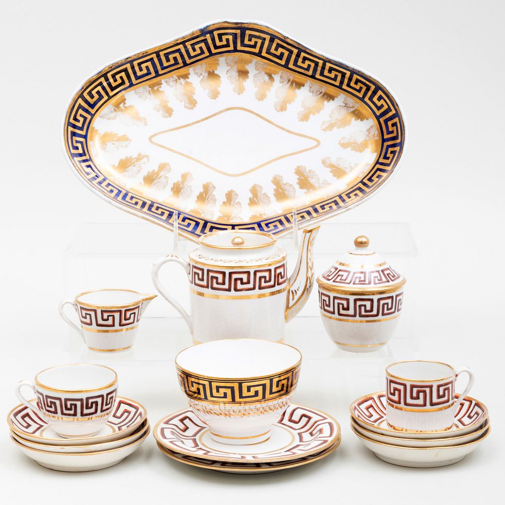 Appraisal: Miniature Porcelain Tea and Coffee Service in a Greek Key