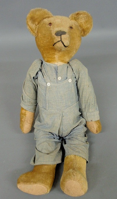 Appraisal: Large early honey colored mohair stuffed teddy bear h